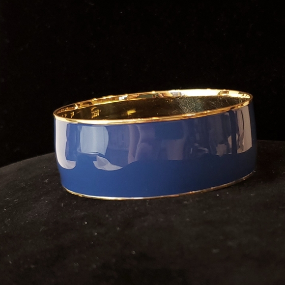 J Crew Blue Enamel and Gold Tone Bangle Classic - Picture 5 of 8
